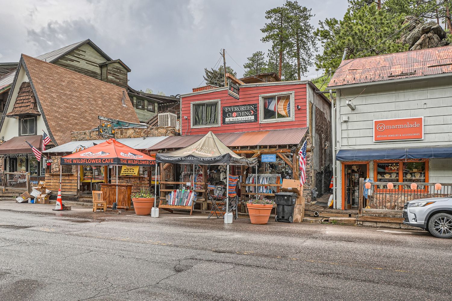 Charming downtown boardwalk shops