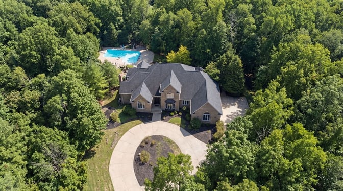 AI-generated aerial view of a residential property