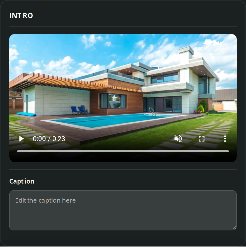 Add a caption to an intro or outro