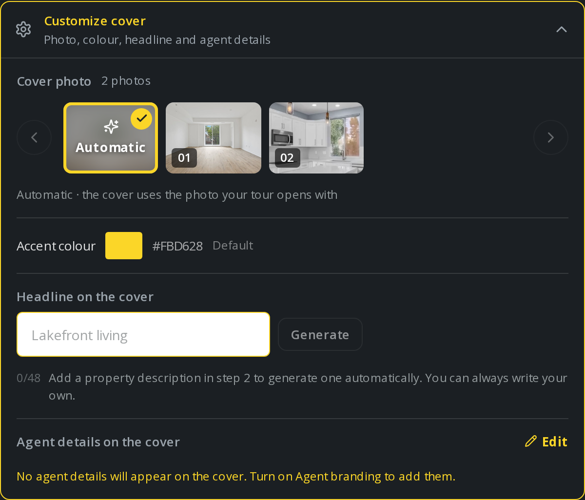 Choose the cover photo and details