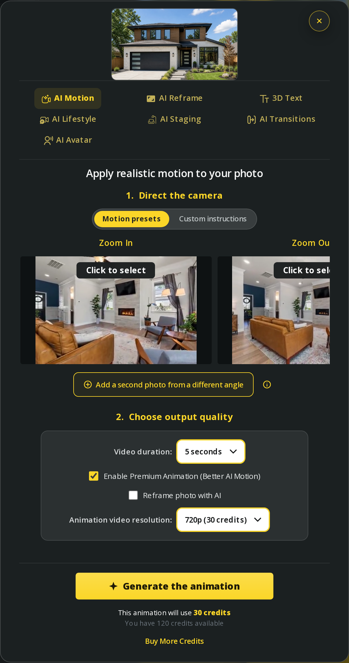 Choose a camera movement or write instructions