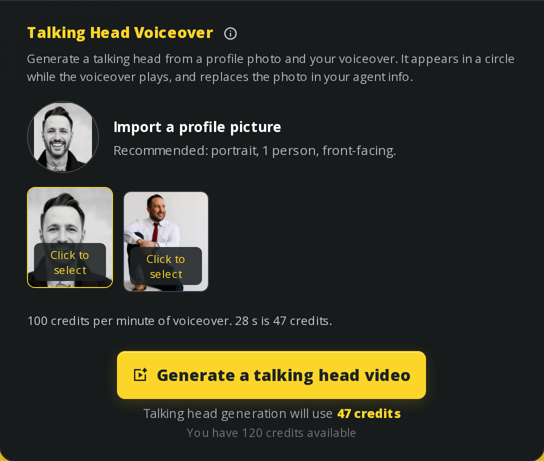 Prepare a talking head from your narration