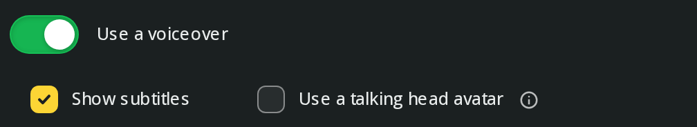 Subtitles and talking-head options