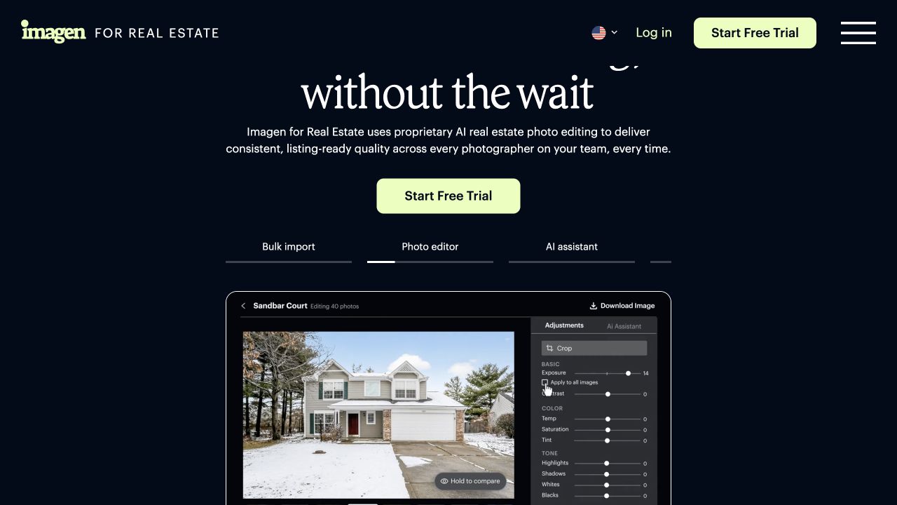 Imagen for Real Estate official website presenting its property-photo editing workflow