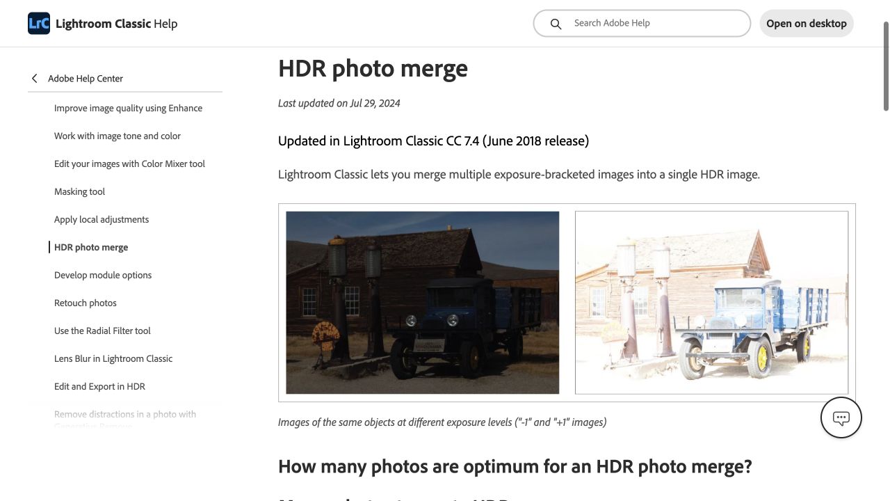 Adobe Lightroom Classic official website presenting photo editing and HDR controls