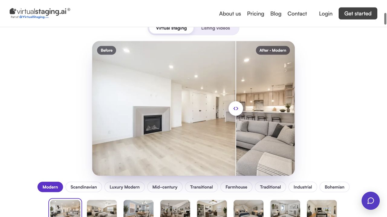VirtualStaging.ai official website presenting virtual furniture staging